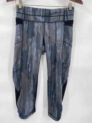 Leggings femininas Athelta S XS cinza estampa geométrica bolso com zíper elástico elástico - Imagem 1 de 4
