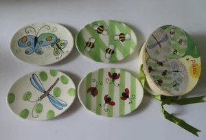 4 Bugs & Bees Jill Searle Whimsy Collection 8" x 6" Oval Side Plates NIB - Picture 1 of 9