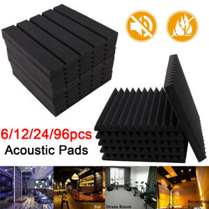 6/12/24/96x Acoustic Wall Panel Tiles Studio Sound Proofing Insulation Foam Pads