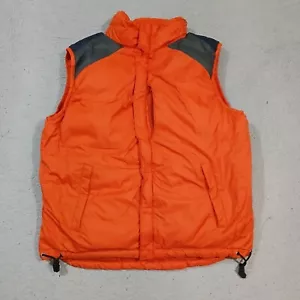 GAP Puffer Vest Mens Medium Orange Blue Down Reversible Zip Up Snap Casual - Picture 1 of 20