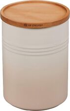 Le Creuset Stoneware 2.5 Quart Canister with Wood Lid, Meringue - New