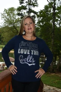 Colts Real Women Love Football bling shirt XS S M L XL XXL 1X 2X 3X 4X 5X - Picture 1 of 12