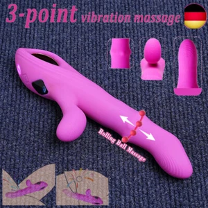 3in1 G-Punkt Vibrator Dildo Rabbit Sexspielzeug mit Ballmassage Stoßfunktion DE - Bild 1 von 24