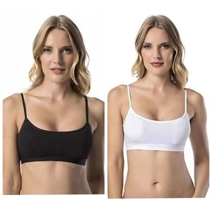 2-4 Pack Damen Bustier BH mit Bügel Unterhemden Weiß Schwarz Sport K-7 - Bild 1 von 5