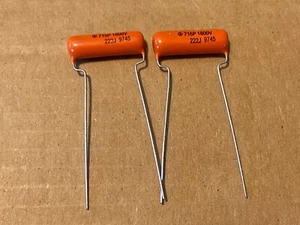 2 New 1997 Sprague Orange Drop .0022 uf 1600v Capacitors 715P Caps 222J (Qty) - Picture 1 of 2