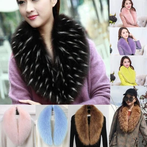 Women's Winter Faux Fur Collar Scarf Stole Cape Muffler Wrap Shawl Neck Warmer - Picture 1 of 26