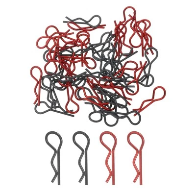 50Stk 30-Grad-RC-Karosserieclips für Modelle 1/8,1/10 & 1/12 Schwarz/Rot,24,3mm - Bild 1 von 4