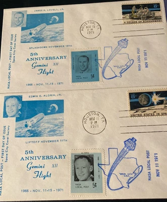 NASA Local Post Space Cover SCCS Cachet 5th Anniv Gemini XII ALDRIN- LOVELL 1971 - Image 1 of 4