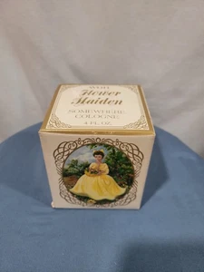NIB Vintage Avon "Cotillion" Girl w/ Flower Basket Cologne Bottle FUll - Picture 1 of 4