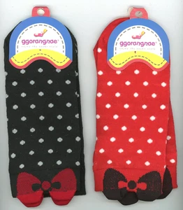2 Pair Socks Low Top Size Womens Small Girls LG ggarangnae black & red 7"L Foot - Picture 1 of 2