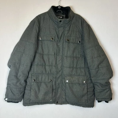 Apt 9 Puffer Jacket Coat Mens Extra Large Gray Fleece Full Zip Collar Pockets - Image 1 of 4