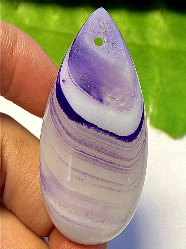 KU37898 48x22x6mm Rayas Púrpura/Blanco Ágata Lágrima Colgante Cuentas Foto 1 de 1