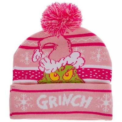 Gorro Grinch Rosa Bioworld com Pom Pom - Imagem 1 de 3