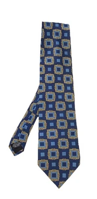 PAOLO GUCCI Corbata Hombre Seda Geométrica Azul Hecha a Mano en Italia EC Foto 1 de 4