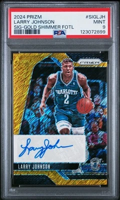 Larry Johnson Prizm FOTL Good Shimmer /10 Auto PSA 9 - 2024 Prizm Basketball - Image 1 of 2