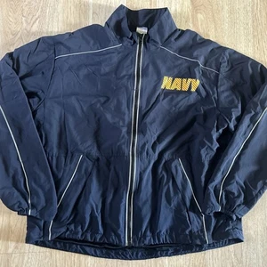 US Navy Laufjacke Herren Medium kurz durchgehender Reißverschluss gefüttert Track PT Windbreaker USA - Bild 1 von 15