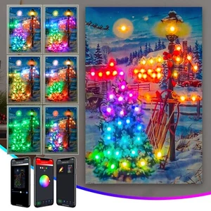 Christmas Wall Light Canvas Picture With LED Lights Outdoor Indoor Room Decor - Picture 1 of 6