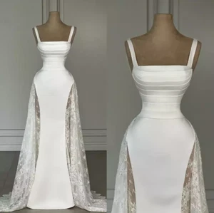 Gorgeous Sleeveless Mermaid Wedding Dresses Bridal Gowns Appliques Straps Pleat - Picture 1 of 7