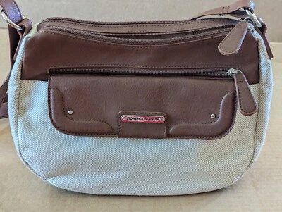 Bolso Bandolera Stone Mountain Beige y Marrón Cuero y Tela Nuevo WO/Etiquetas Foto 1 de 4