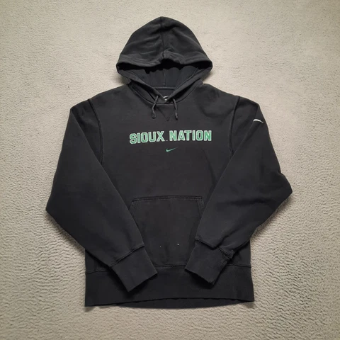 Nike UND Fighting Hawks Sioux North Dakota Hoodie Sweatshirt Size Small S Black Cover