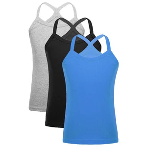 Kids Girls Vest Gymnastics 3Pcs/Set Weekend Y-Back Camisole Running Tops Beach - Picture 1 of 102