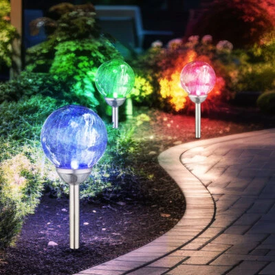 Stecklampe Solarleuchte Außenlampe Gartenleuchte Erdspieß Farbwechsel RGB LED 3x - Bild 1 von 4