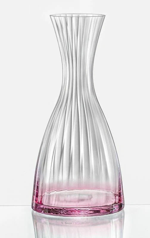Bohemia Karaffe rosé Kristallglas Kate Optic Wasser- Weinkaraffe 1200 ml   - Bild 1 von 2