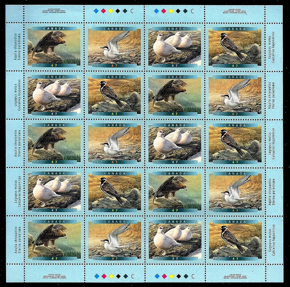 Canada Stamps - Full Pane of 20 - Birds of Canada #1886-1889 - MNH - Image 1 of 1