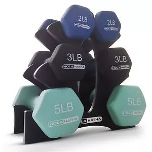 HolaHatha Neoprene Dumbbell Free Hand Weight Set w/ Rack (Open Box) - Picture 1 of 11