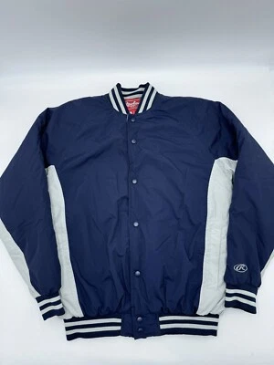 Vintage Rawlings Navy Quilted Windbreaker Snap Umpire Jacket Size Small - Image 1 of 4