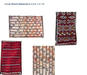 2 Pcs Of Tribal Flat Weave Moroccan Rug - Picture 1 of 5