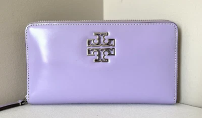 Nueva Cartera Continental Tory Burch Britten Patente Cremallera Lavanda con Tarjetero Foto 1 de 4