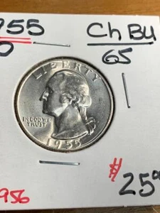 1955-P  Washington Quarter Gem Uncirculated Condition SKU#22956 - Picture 1 of 2