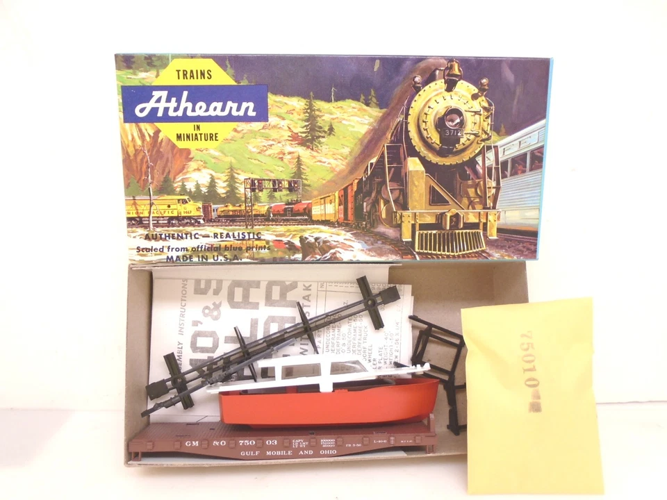 Athearn Ho 1353, 40' Flat car with Boat kit, GM&O 75003 - Image 1 of 1