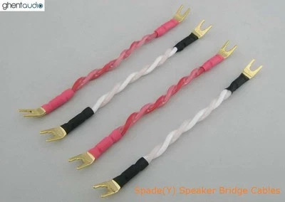 S99(B)---4pcs Speaker Bridge/Jumper Bi wire Cables Canare 4S12F Star Quad Spades - Image 1 of 3
