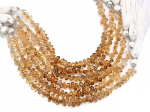 AAA+Beer Whisky Quartz Gemstone 5x3mm Faceted Teardrop Briolette Beads 6" Strand - Picture 1 of 10