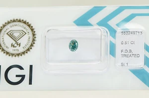 Ovale Form Diamant ausgefallen blau Farbe verbessert lose 1/2 Karat SI1 IGI zertifiziert - Bild 1 von 6