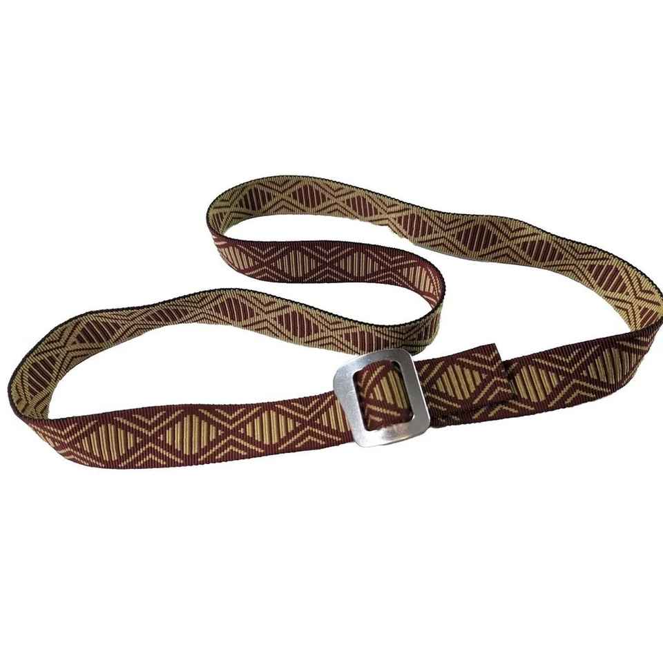 Винтажный текстильный ремень размер 46 с геометрическим бриллиантовым узором мужской регулируемый сделано в США - Изображение 1 из 4