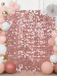Rose Gold Shimmer Wall Backdrop 10 pcs Sequin wall panels for Party Backdrop - Picture 1 of 9