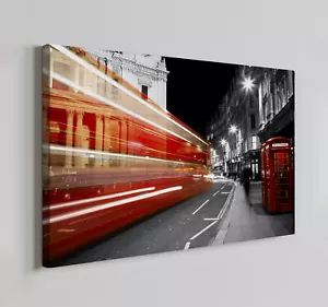 London City Night Street Lights Canvas Print Wall Art, Home Decor Wall Hanging - Picture 1 of 10