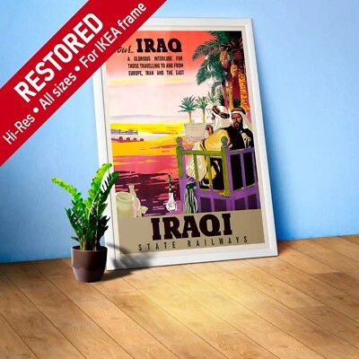 Iraq Railways, Baghdad, Iraq, Middle East. 1930s — retro vintage travel poster - Image 1 of 4