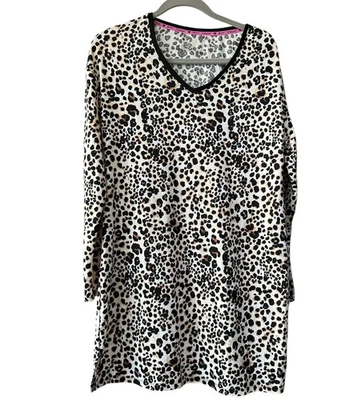 Betsey Johnson Brown Animal Print Lounger Size Medium Soft Knit Leopard Sleep - Image 1 of 4