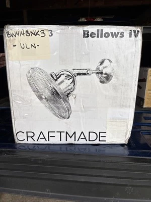 NIB Craftmade Bellows IV 14" 3 Blade Wall Mounted  Oscillating Fan SRP $378.00 - Image 1 of 4