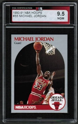 1990-91 NBA Hoops #65 Michael Jordan KSA 9.5 NGM Chicago Bulls - Image 1 of 4