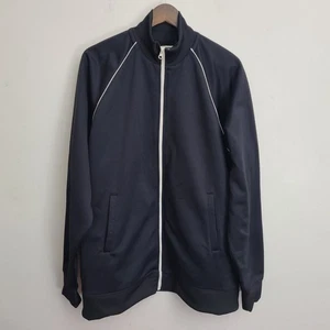 Club Room Mens Zip Up Track Jacket Size XXL Black Piped Activewear Full Zip - Picture 1 of 5