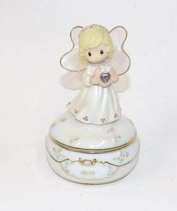 Caja de baratijas de música Precious Moments June Angel Birthstone - Imagen 1 de 4