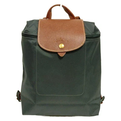Auth LONGCHAMP Le Preage Original - Navy Brown Nylon Leather Backpack - Image 1 of 4