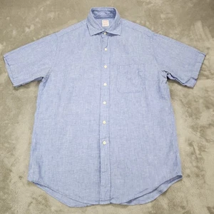 Brooks Brothers Hemd Herren mittelblau Leinen Knopfleiste Kurzarm Regular Fit - Bild 1 von 11