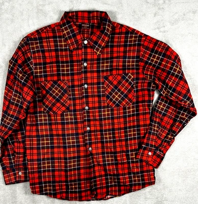 Camisa grunge de franela a cuadros roja/multicolor KINGSPORT de colección años 70 para hombre talla 16/16,5 Foto 1 de 4