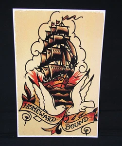 Homeward Bound Ship Navy Sailor Jerry Vintage Style Tattoo Poster Print Pin Up - Bild 1 von 1